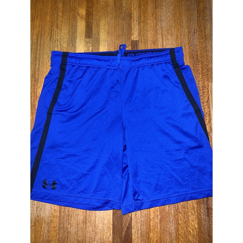 Under Armour Tech Men XL Blue Mesh Loose Heat Gear Basketball Gym Workout Shorts